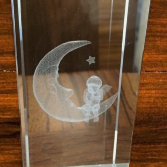 Crystal Angel on the Moon and Star Figurine Cube New - Picture 7 of 13